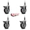 Service Caster 5'' Maroon Poly Swivel 3/4'' Expanding Stem Caster Set with Brake, 4PK SCC-EX20S514-PPUB-MRN-PLB-34-4 - alternate 3